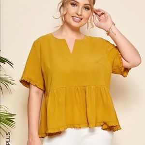 SHEIN mustard peplum v neck top